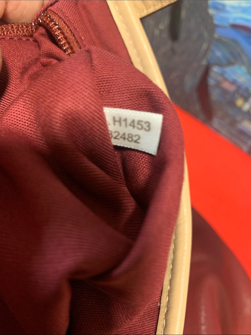 Coach New York Burgundy Tote with Tan Trim and Gold Accents - Picture 10 of 11